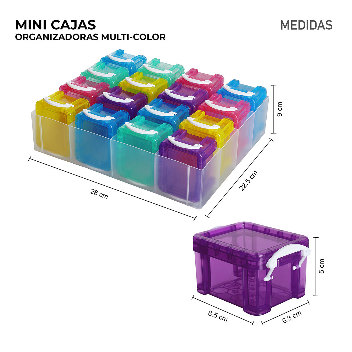 Multicajas organizadoras multiusos PERFECT SPACE | Set de 16 piezas.
