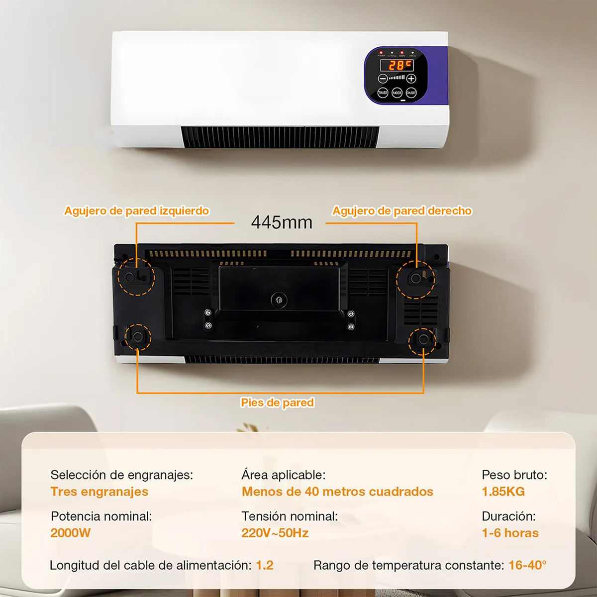 Calentador eléctrico LO NECESITO. | Hasta 40°C.