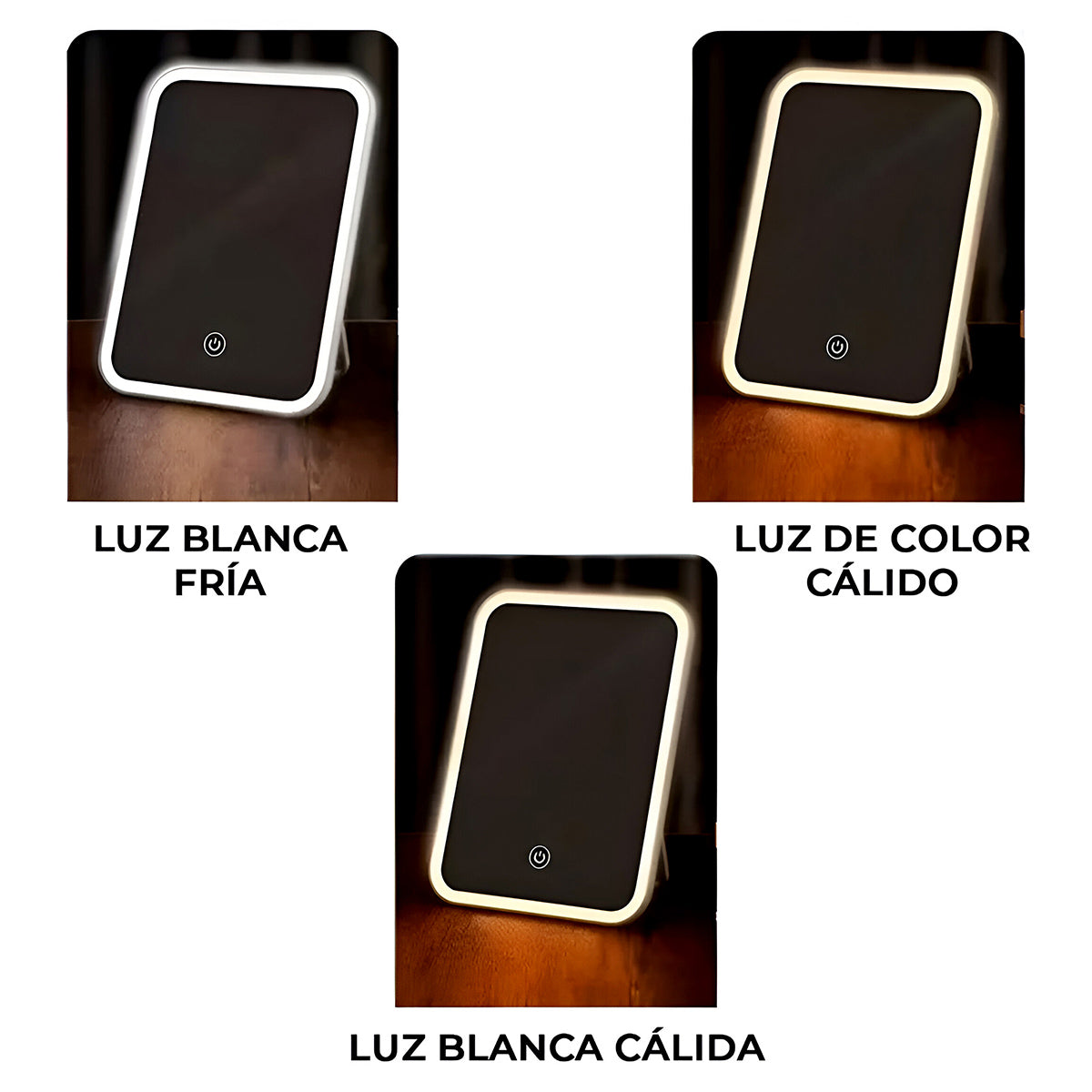 Espejo recardable con luz led LO NECESITO | Set de 2 piezas.