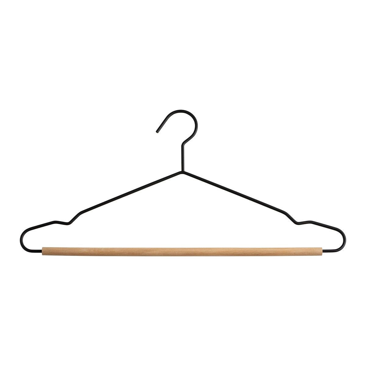 Ganchos metálicos para ropa con base de madera PERFECT SPACE. | Set de 6 piezas.