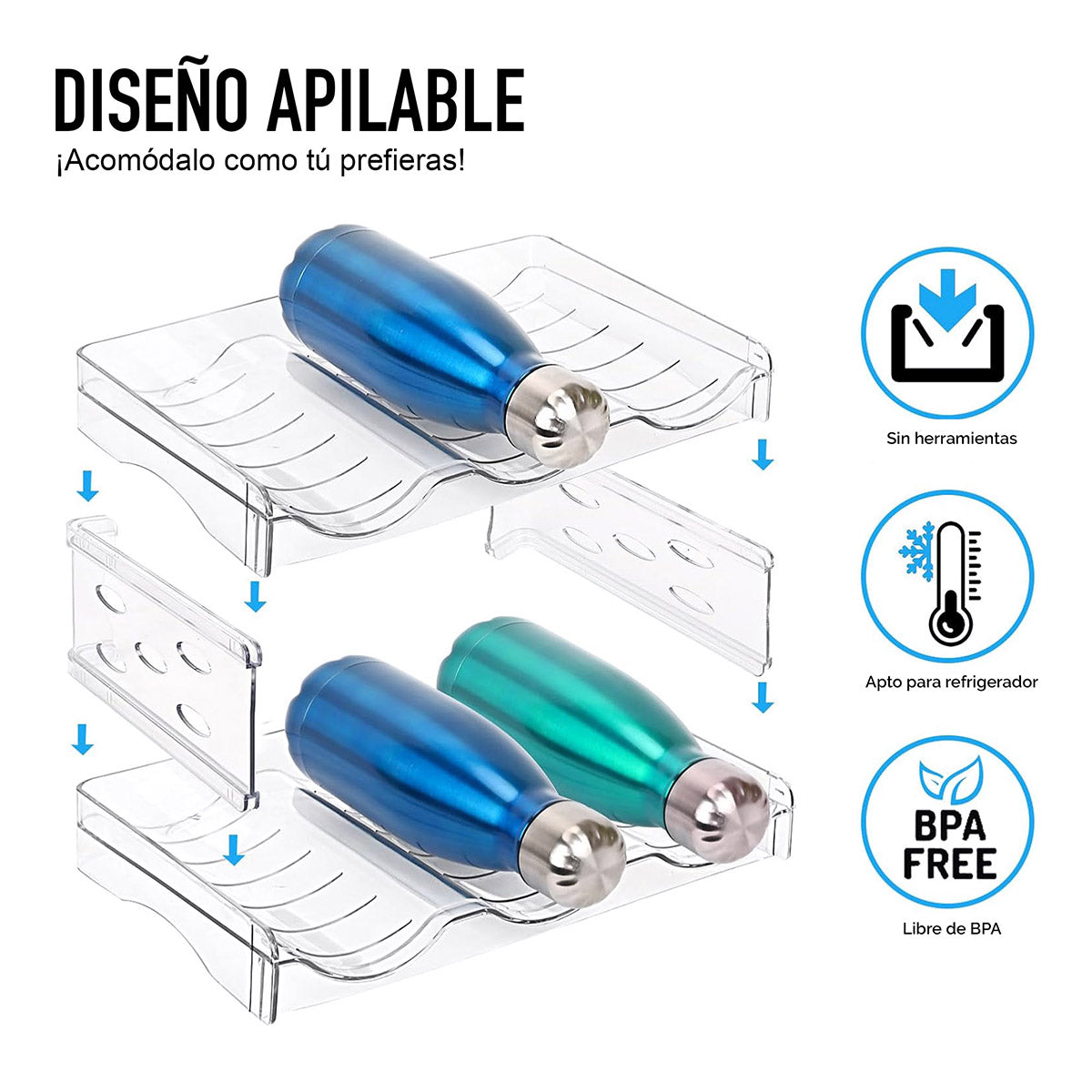 Organizador de botellas DEUS KITCHEN | 4 niveles, 12 compartimentos.