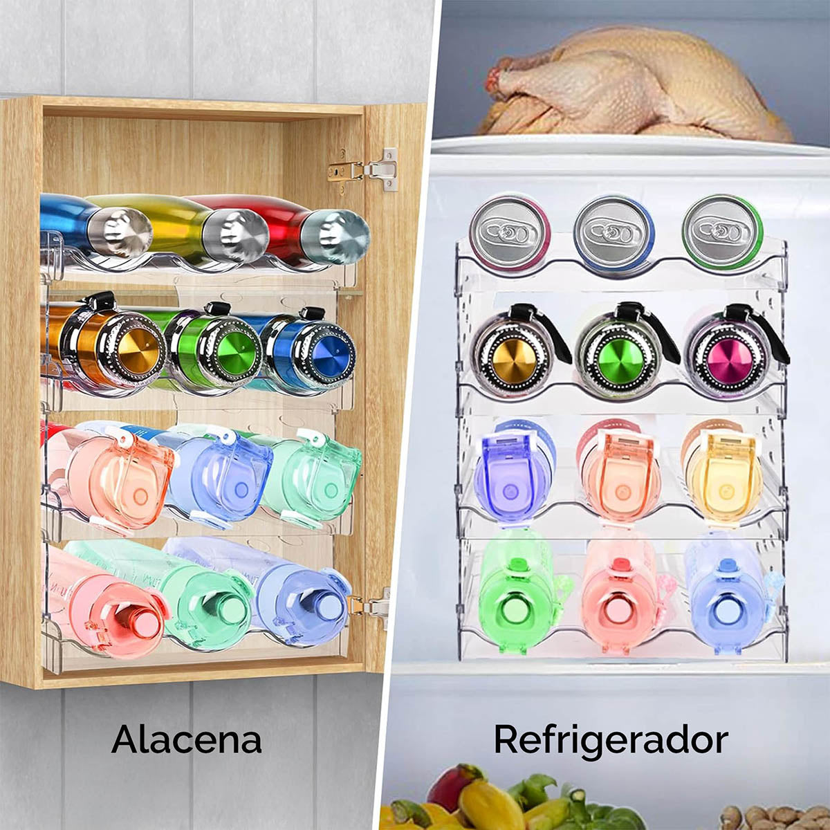 Organizador de botellas DEUS KITCHEN | 4 niveles, 12 compartimentos.