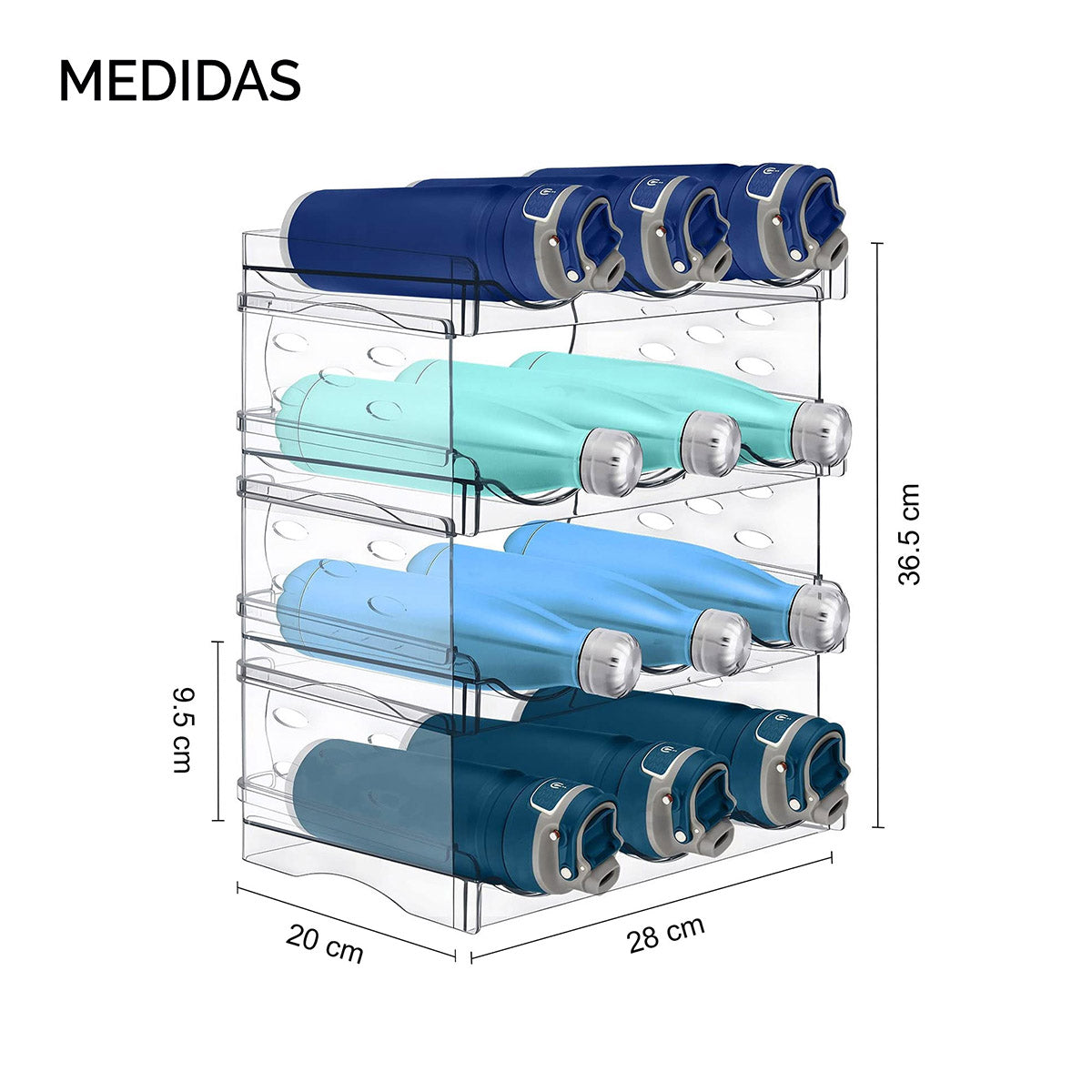 Organizador de botellas DEUS KITCHEN | 4 niveles, 12 compartimentos.