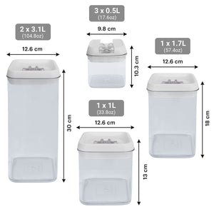 Set de 7 contenedores herméticos tapa cuadrada AGBOX