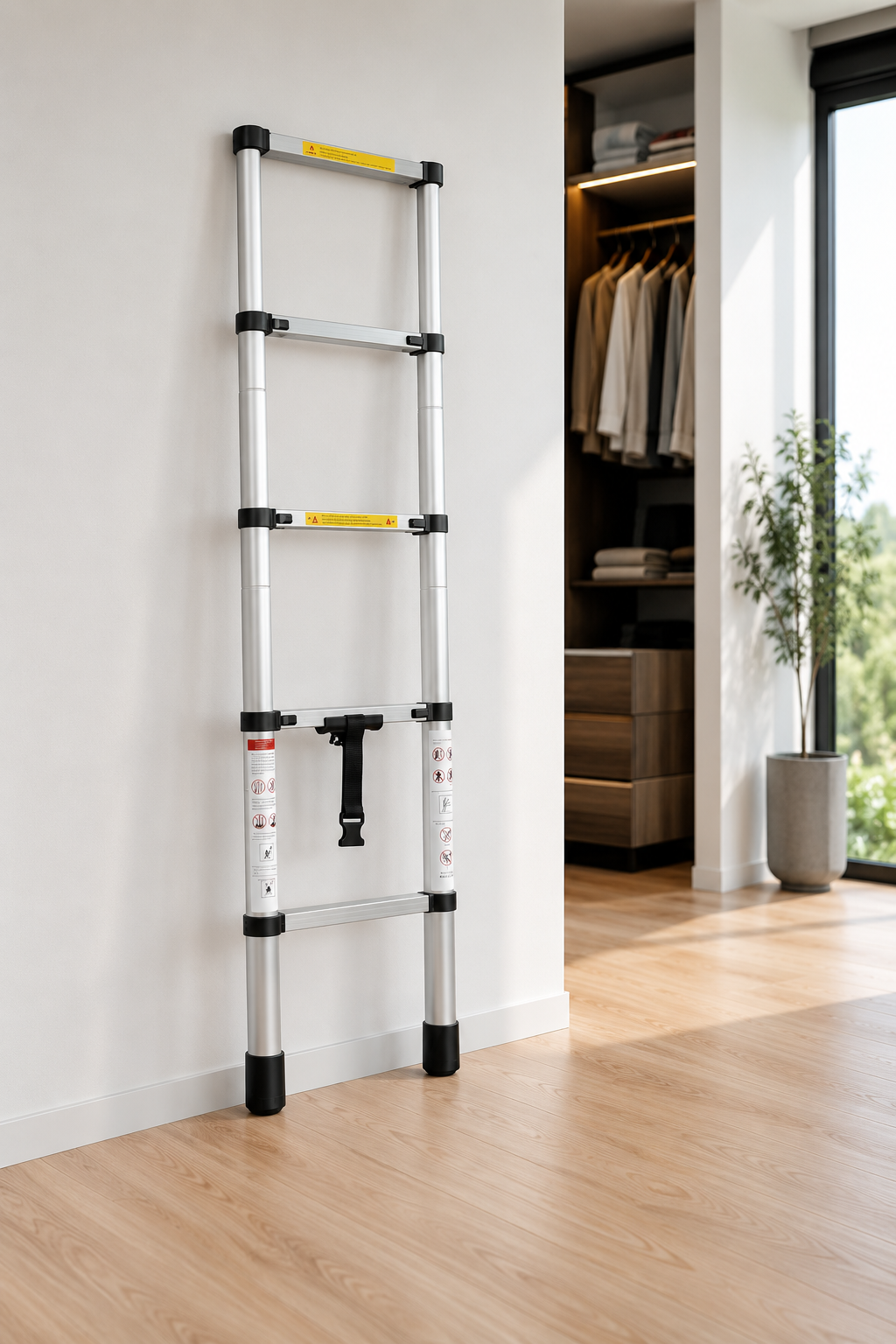 Escalera de aluminio retractil ideal para optimizar espacios en el hogar