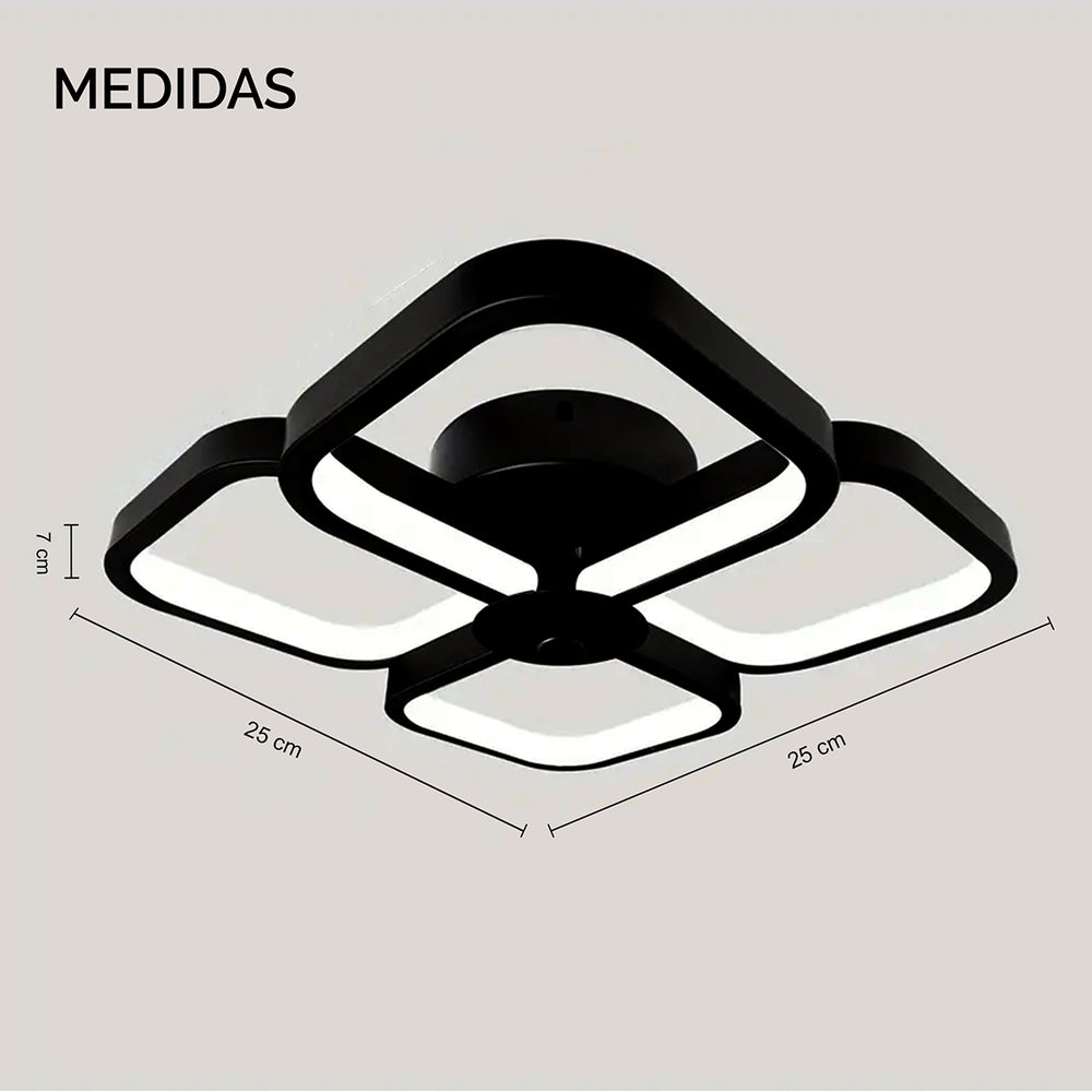 LÁMPARA DECORATIVA LED (cuadros) NEGRA CON CAMBIO DE LUZ