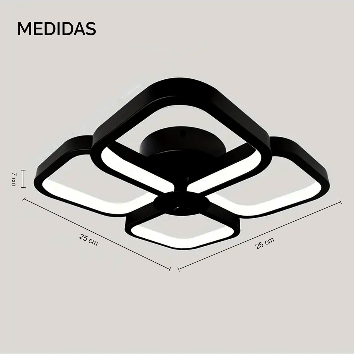 LÁMPARA DECORATIVA LED (cuadros) NEGRA CON CAMBIO DE LUZ