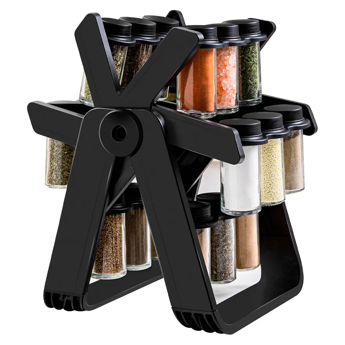Especiero giratorio DEUS KITCHEN | 18 frascos, etiquetas y embudo.