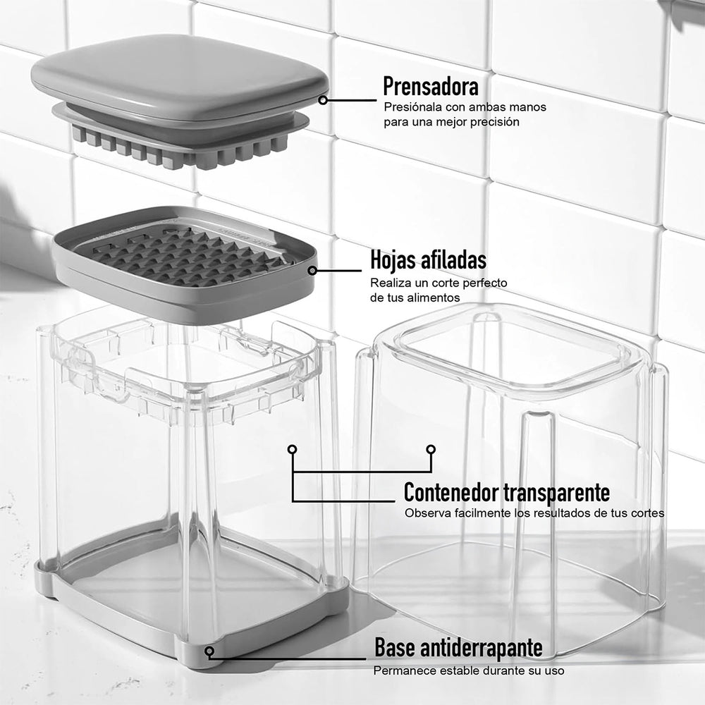 
                  
                    Picador de alimentos DEUS KITCHEN | 3 tipos de corte.
                  
                