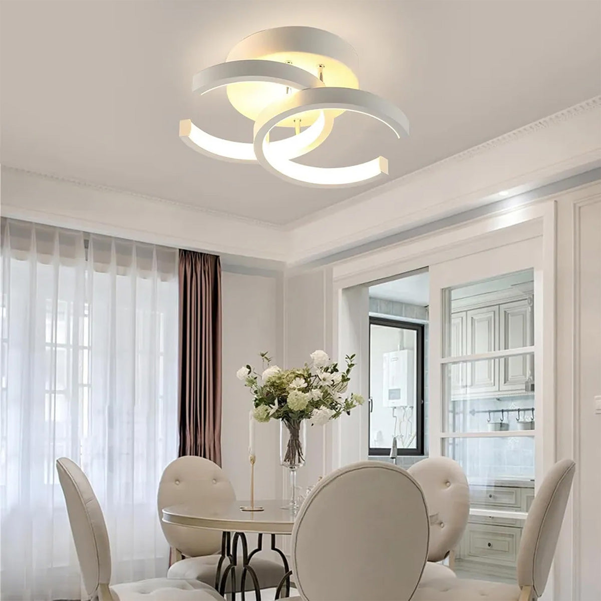 LÁMPARA DECORATIVA LED (Semi Haros) BLANCA CON CAMBIO DE LUZ