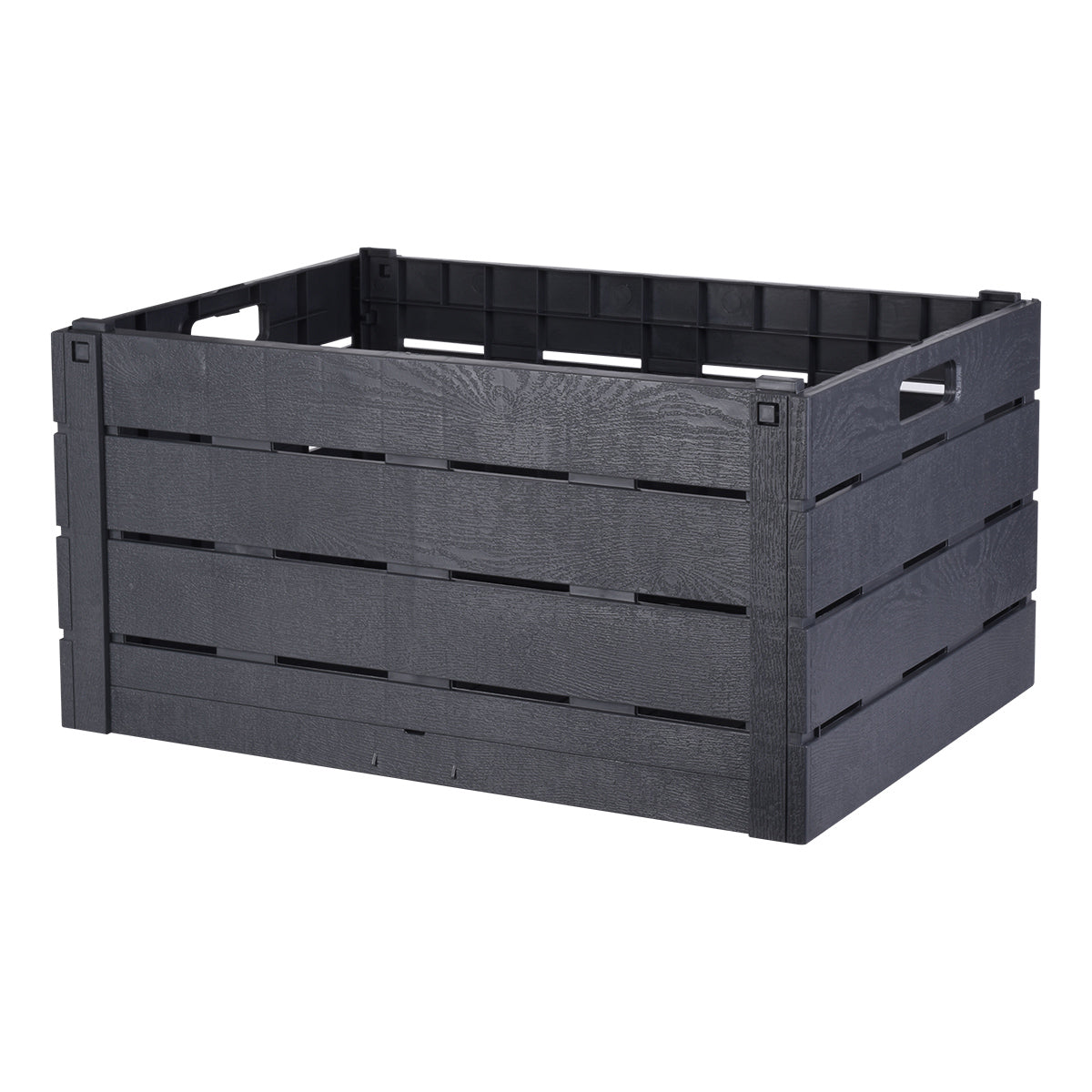 Caja plegable azul tipo huacal con textura efecto madera de AG Box para organizacion en Lo Necesito