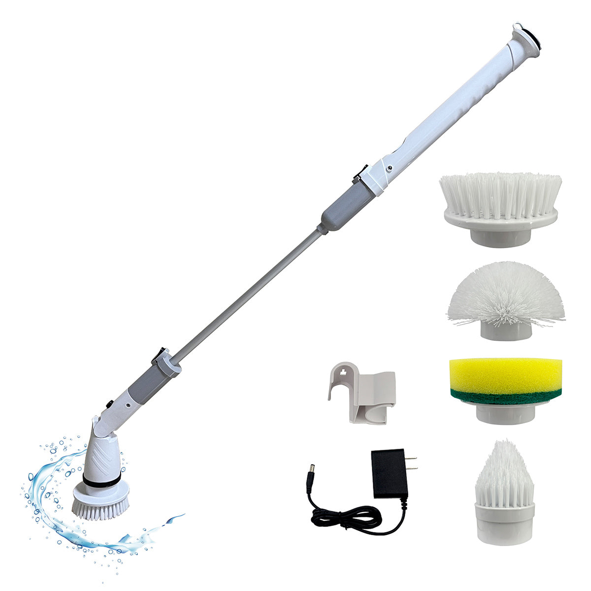 Cepillo electrico de limpieza spin scrubber color blanco con sus 4 cabezales intercambiables Lo Necesito