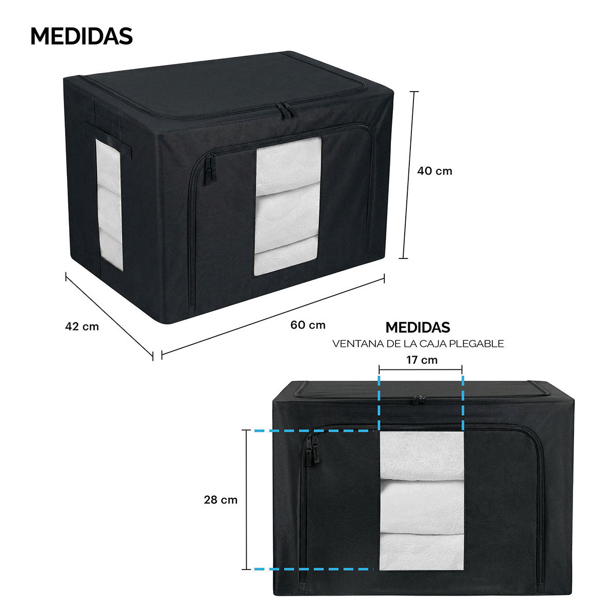 Cestas negras organizando ropa interior y accesorios en un closet moderno