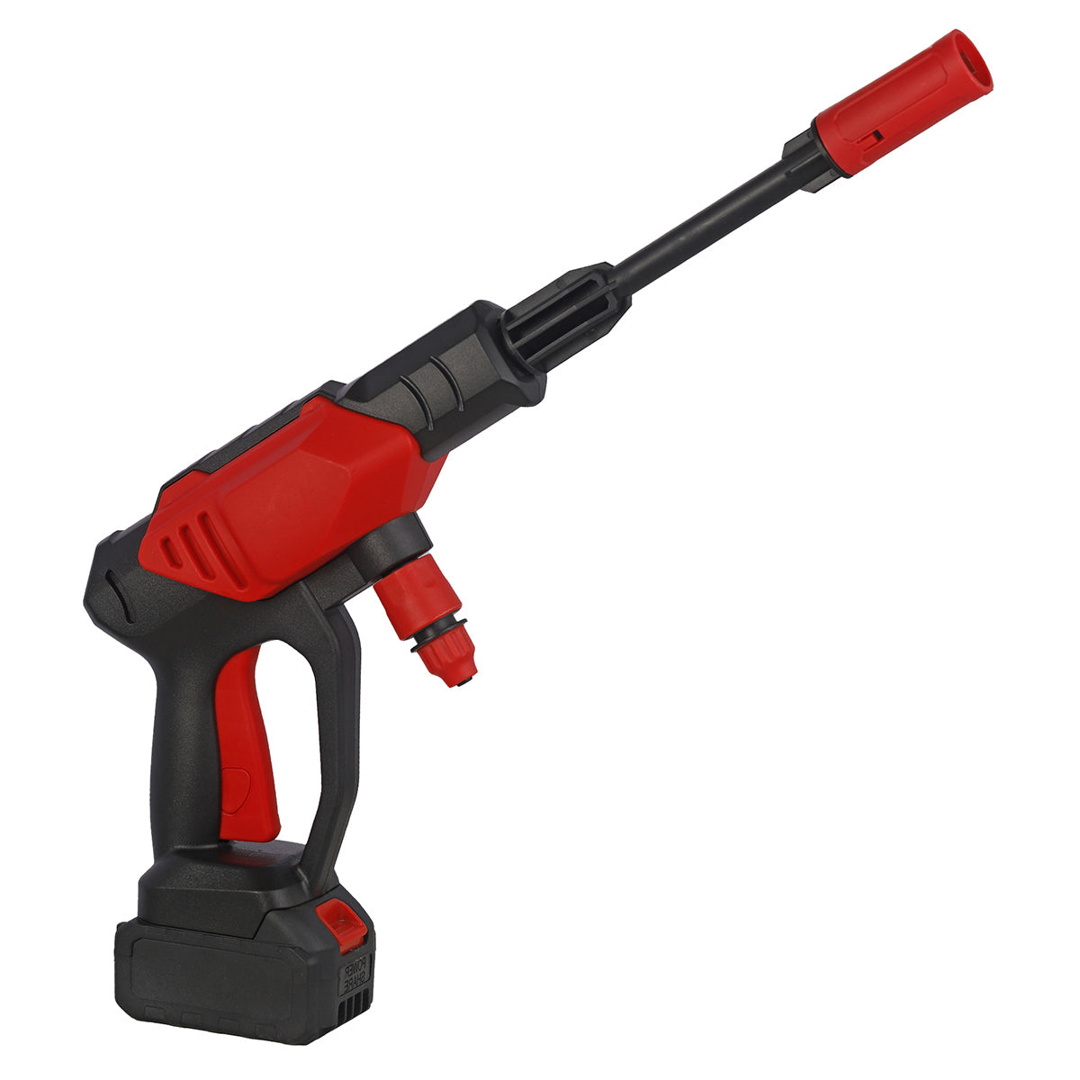 Hidrolavadora inalambrica portatil de alta presion en color rojo con bateria recargable para lavado de autos