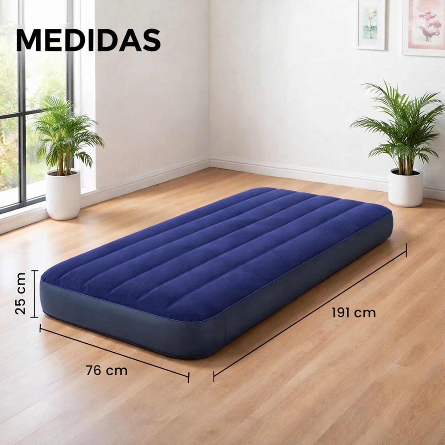 Infografía de las medidas de la colchoneta
