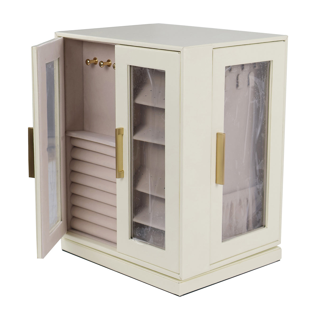 Joyero organizador de joyas grande con espejo y puertas frontales para tocador