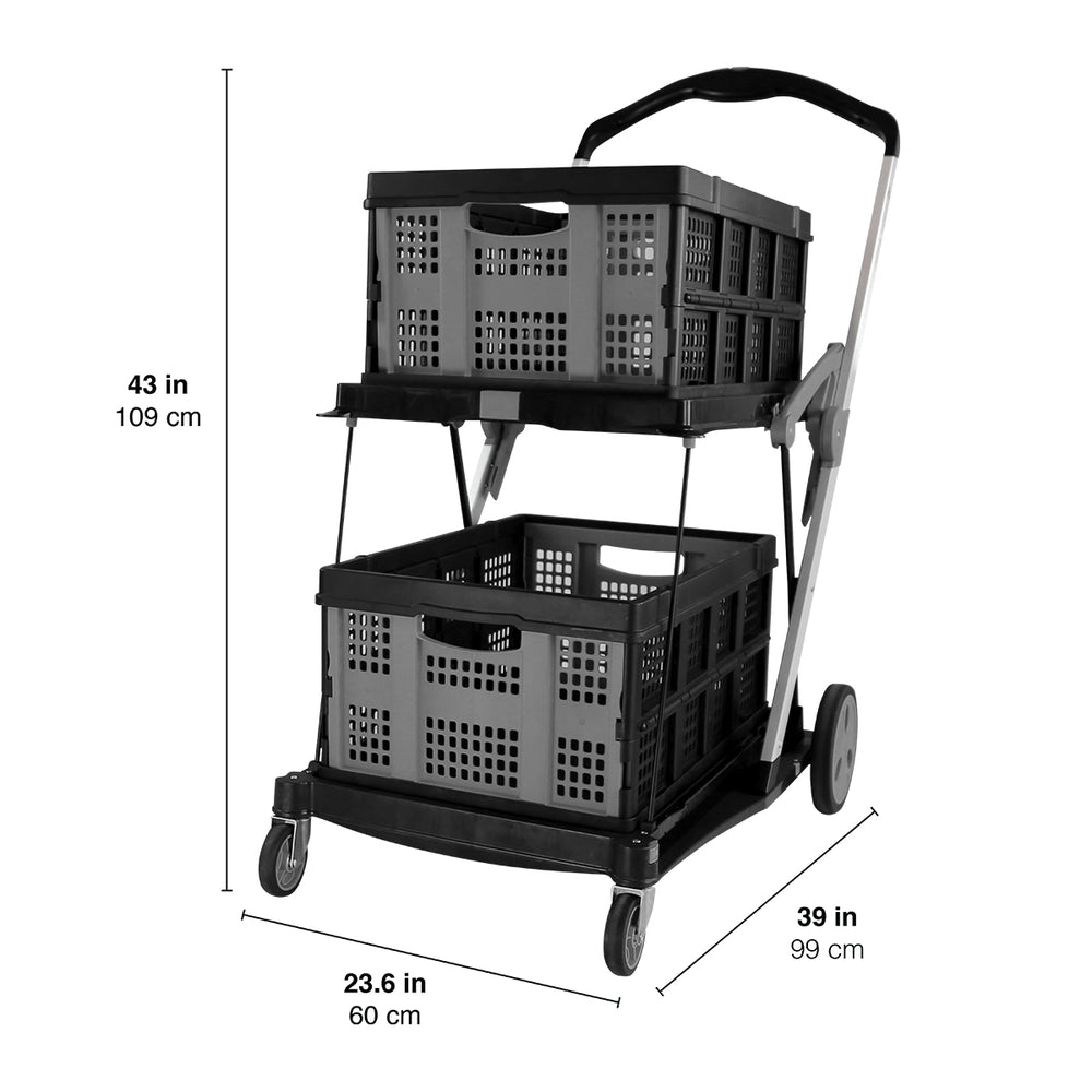 
                      
                        Carrito plegable de 2 niveles para compras y set de 3 contenedores herméticos.
                      
                    