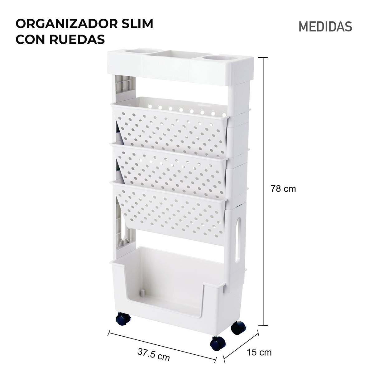 Medidas del estante organizador: 14 cm de ancho y altura para 4 niveles