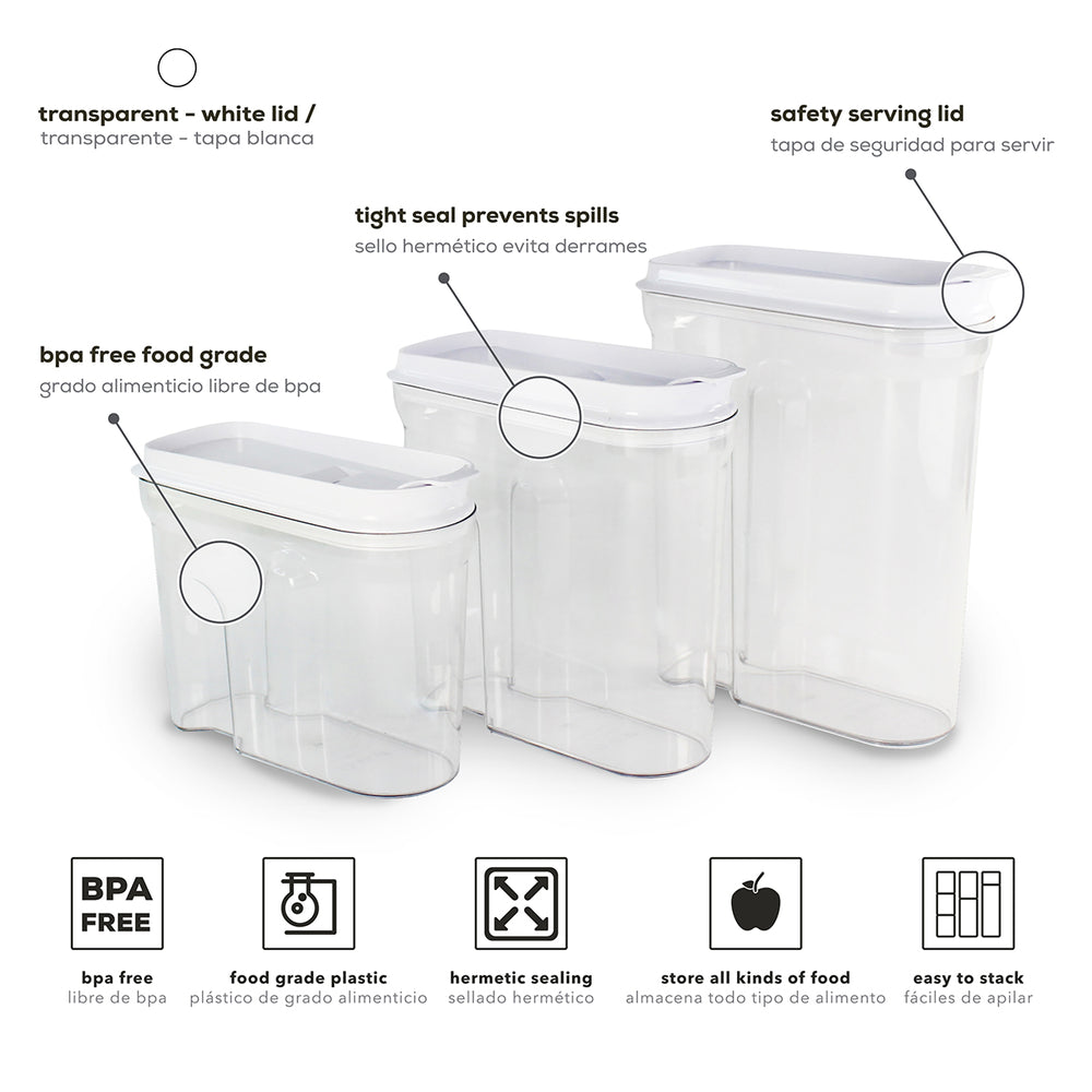 
                  
                    Contenedores herméticos con dosificador Simplesmart | Set de 3 piezas grandes.
                  
                