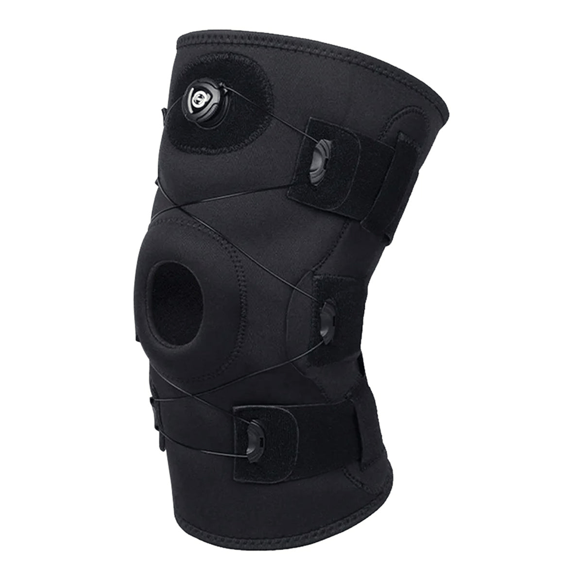 Rodillera deportiva de compresion ajustable negra en neopreno transpirable