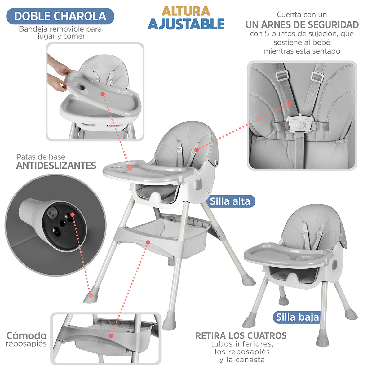 Silla periquera para bebé 2 en 1.
