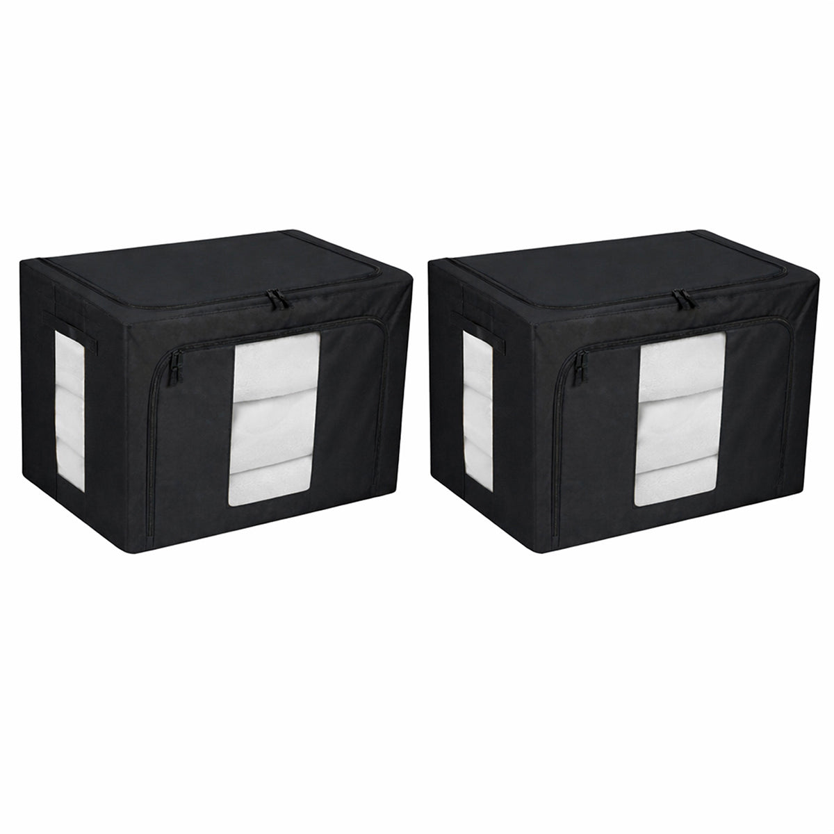 Set de 2 canastas organizadoras negras flexibles marca Lo Necesito