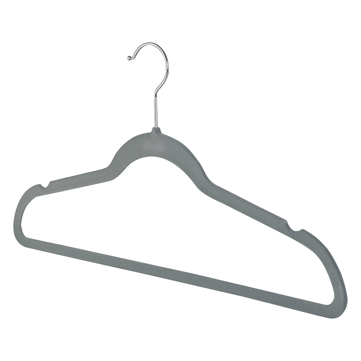 Set de 50 perchas de terciopelo gris antideslizantes con gancho fijo para organizacion de closet Lo Necesito