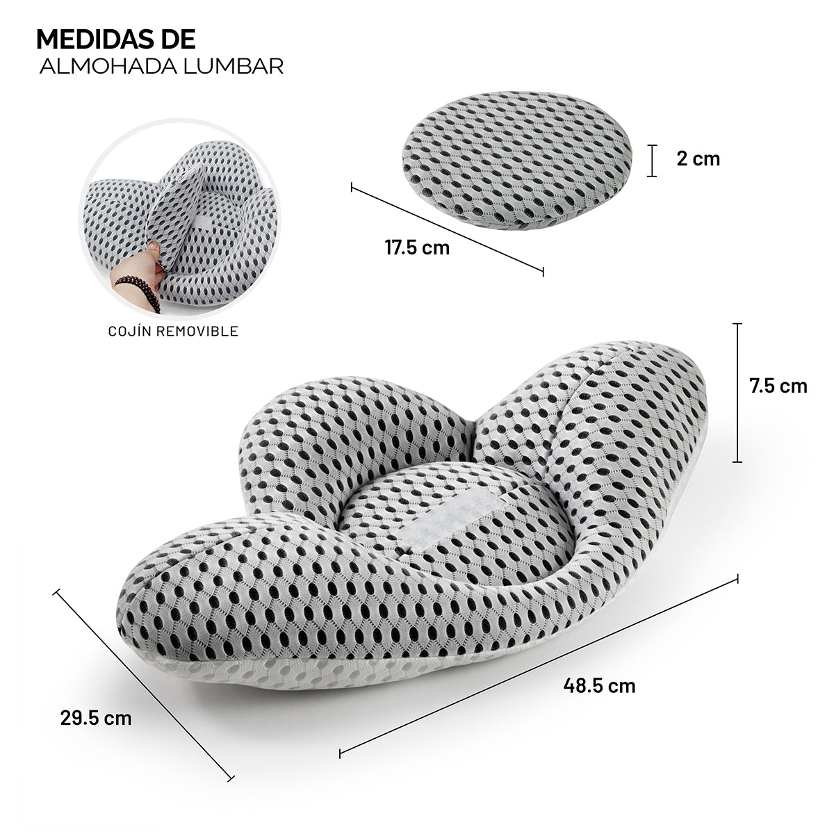 infografia con las medidas de la almohada de lo necesito 