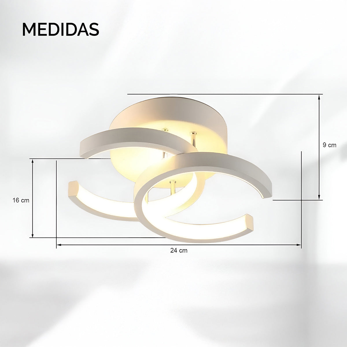 infografia de medidas de lampara blanca led d elo necesito 