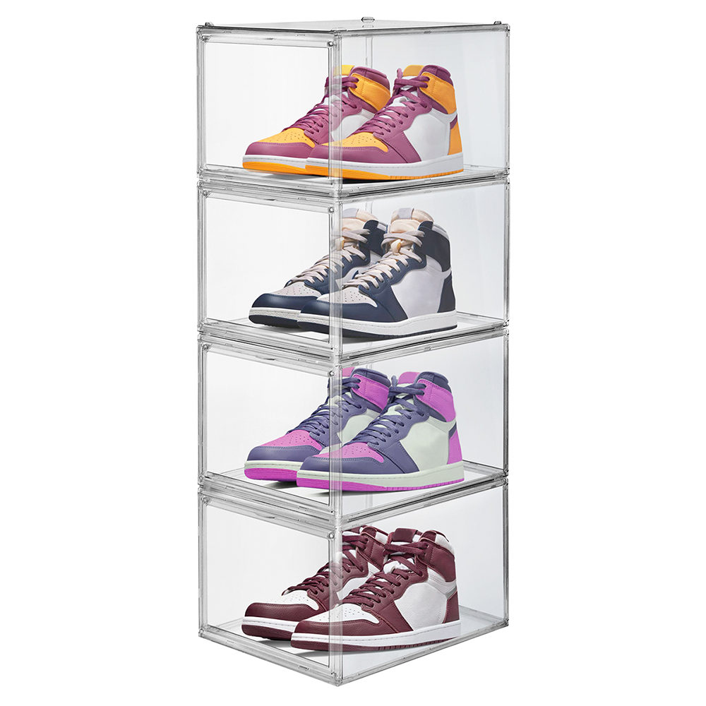 Sneakers Box Premium Zapatera Payton Set 4 piezas | Cajas apilables de alta calidad con puerta magnetica