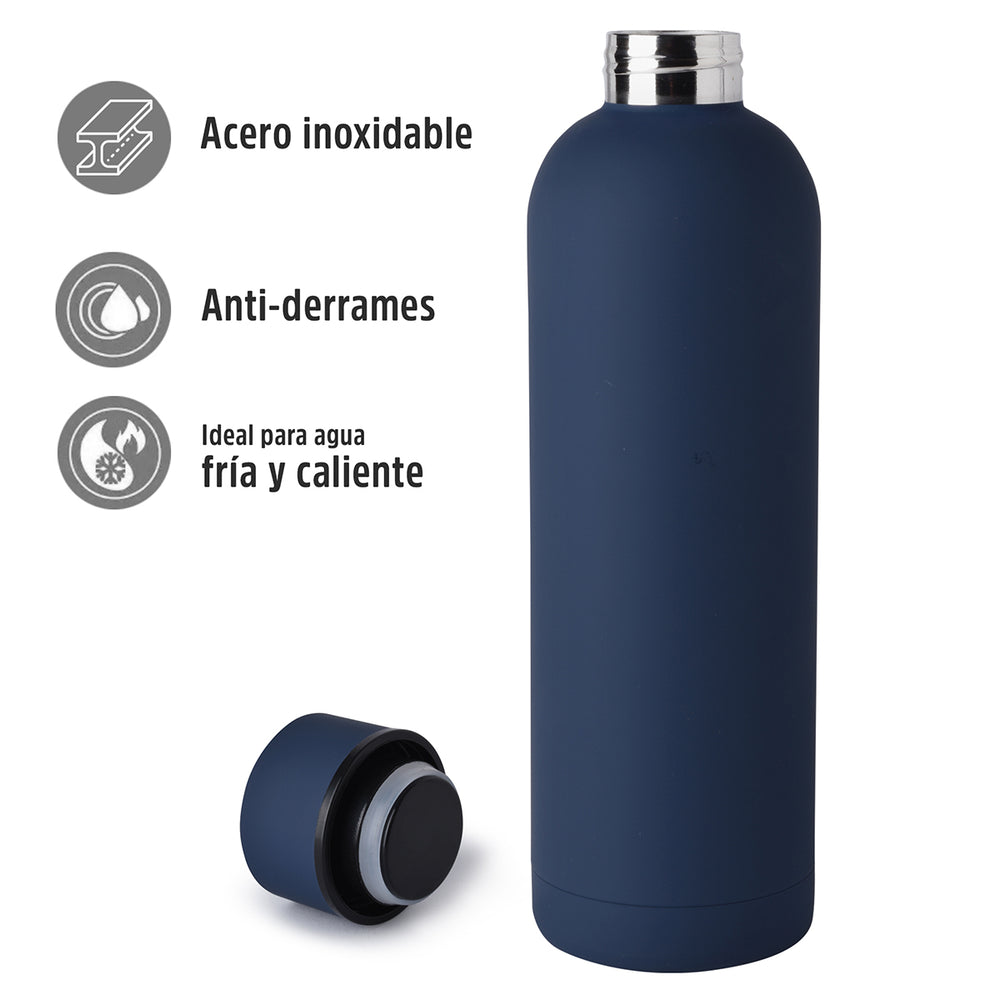  Botella de agua térmica unisex de alta calidad, de acero  inoxidable de grado alimenticio, azul, 16.9 fl oz : Hogar y Cocina
