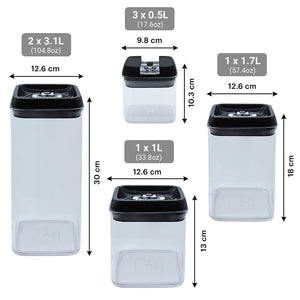 Set de 7 contenedores herméticos tapa cuadrada AGBOX